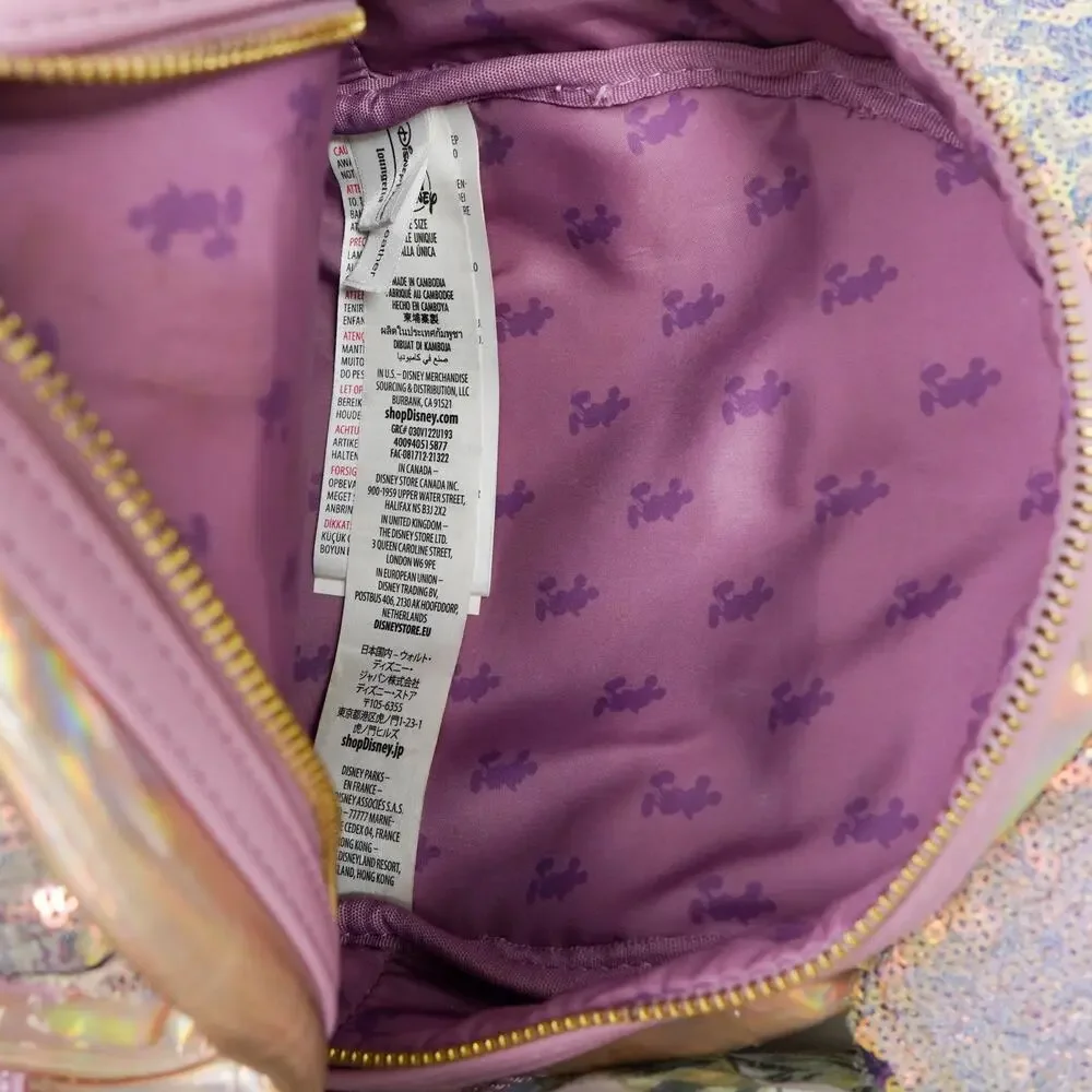 Disney Parks Loungefly Minnie Mouse Iridescent Sequin Mini Backpack Pink